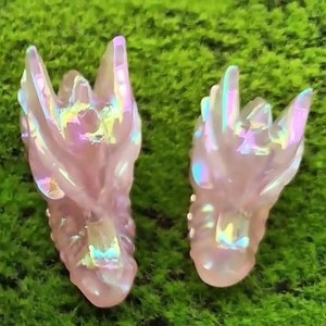 Aura Rose Quartz Dragon Skull Carving, Pink Angel Aura Stone, Healing Crystals image 3