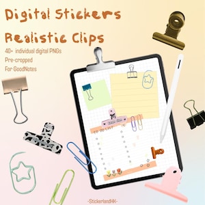 Digital stickers/ Clips stickers/ realistic stickers/ planner stickers/ pre-cropped stickers/ goodnotes notability