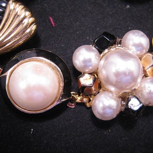 Reclaimed Vintage Bracelet, Bridesmaid Bracelet, Vintage Earring Bracelet, Cluster, Black, White, OOAK, Bridesmaid Gift Checkmate image 2