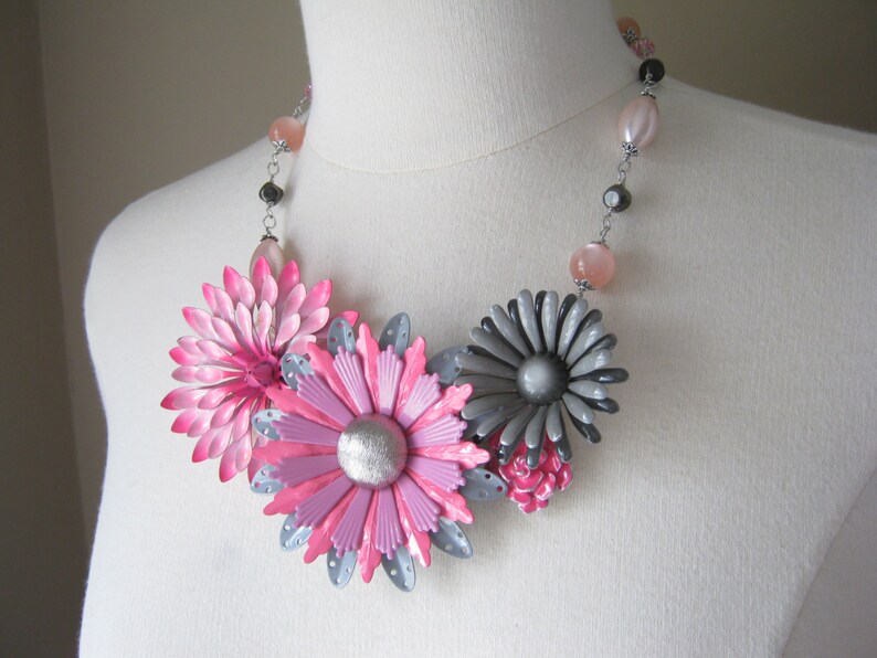 Violets Upcycled Statement Vegan Flower Necklace