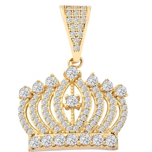 Crown Pendant in 14K Solid Gold for Women, Royalty Charm, King Queen Jewelry Gift, Real Gold Statement Pendant, Mediterranean Summer Gift