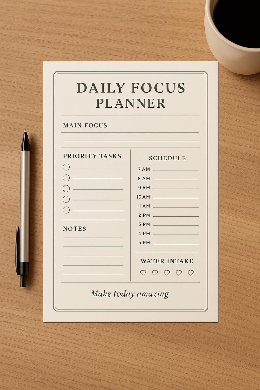 Daily Focus Planner Printable PDF - Etsy