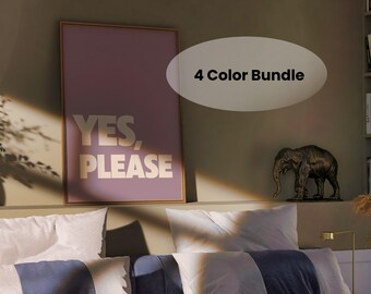 Retro Typography Print: 'Yes Please' - Vintage Minimalist Decor (Digital Download)