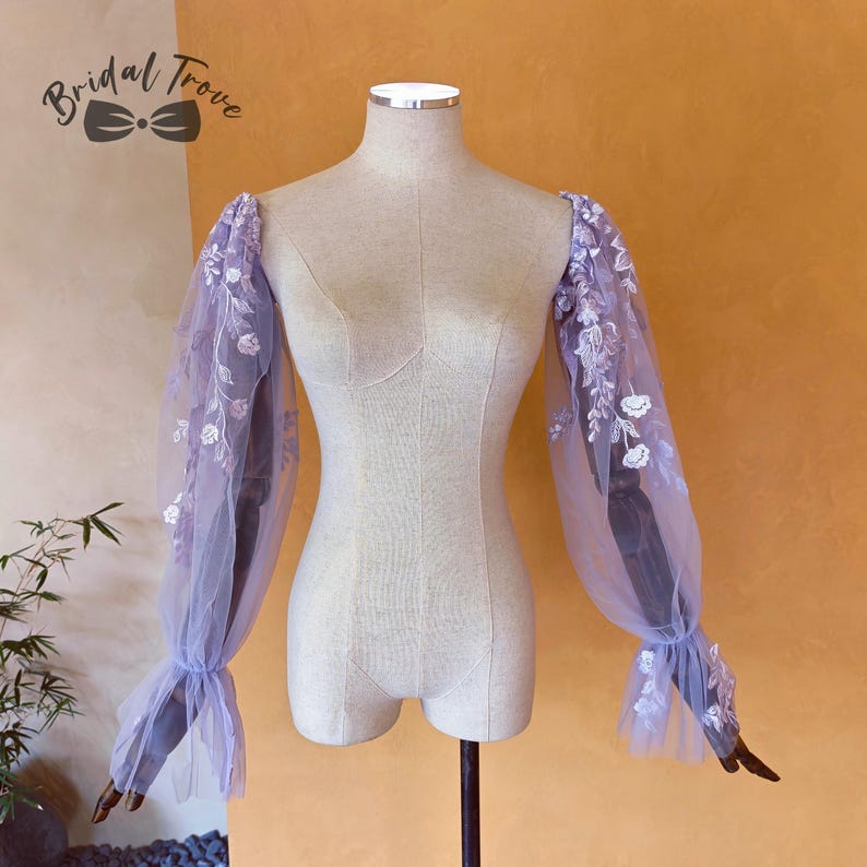 Purple wedding - purple detachable bridal sleeves