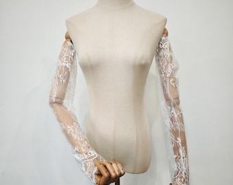 Floral Lace Bridal Sleeves: Ivory Off Shoulder Long Wedding Sleeves