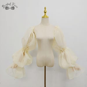 Lemon Yellow Organza Wedding Dress Sleeves: Detachable Ruffled Bridal Accessory