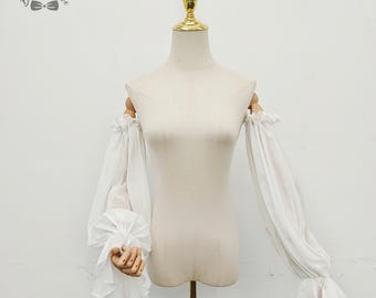 Elfenbein Chiffon Off-Shoulder Hochzeit Ärmel: Abnehmbare Braut Ärmel