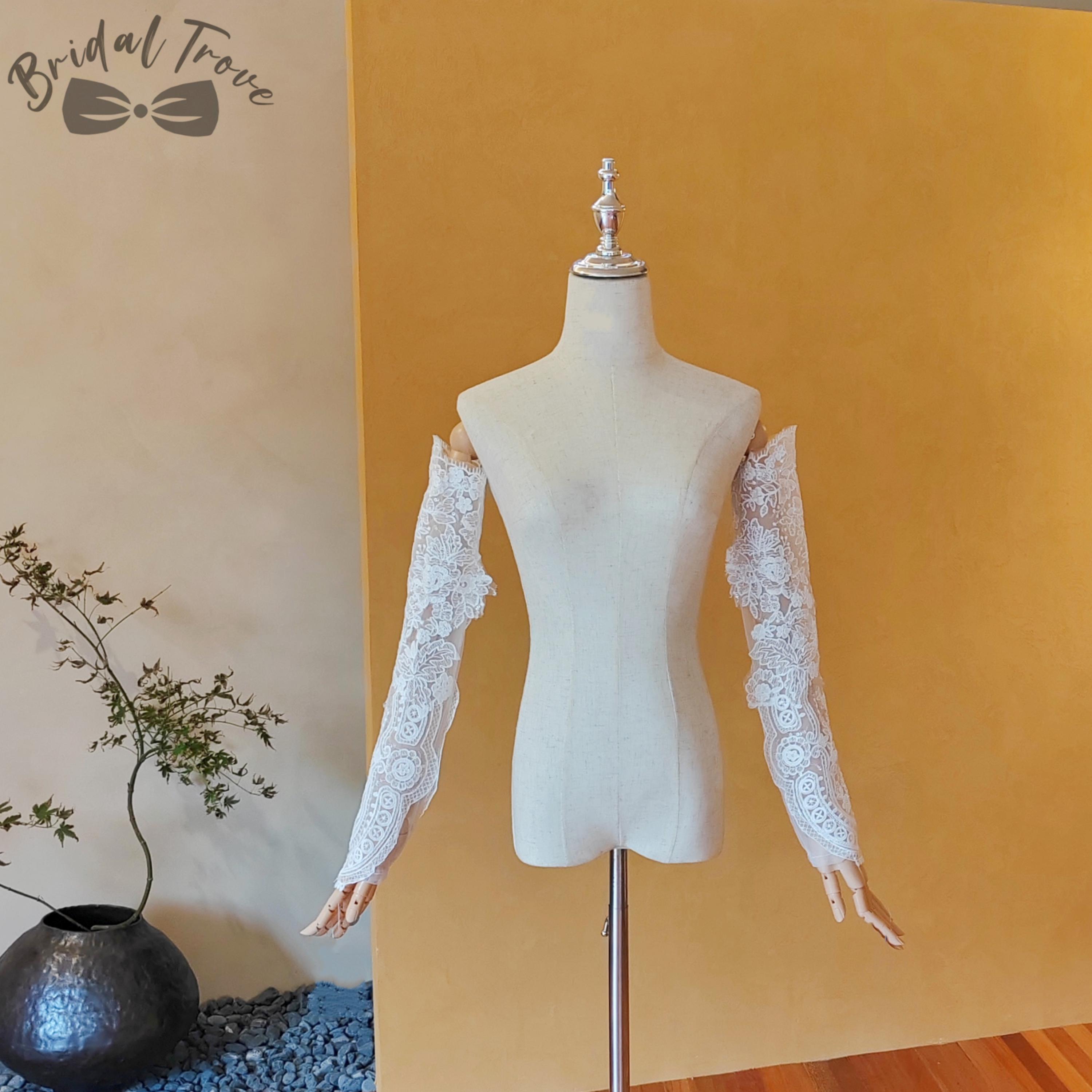 Armlet Sleeves, Detachable Sleeves, Ivory Sleeves, Wedding Sleeves, Bridal Sleeves, Handmade Sleeves, Custom Sleeves, Flower Lace Sleeves.