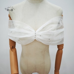 Tulle Beaded Bridal Shawl: Crystal Wedding Cover-Up