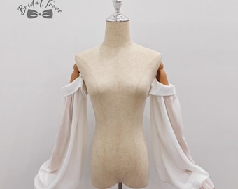 Brauttropfen-Hochzeits-Ärmel, Elfenbein-Braut-Ärmel, glockenförmige Ärmel, elegante Braut-Ärmel, durchsichtige Ärmel, Ärmel für Hochzeitskleid.