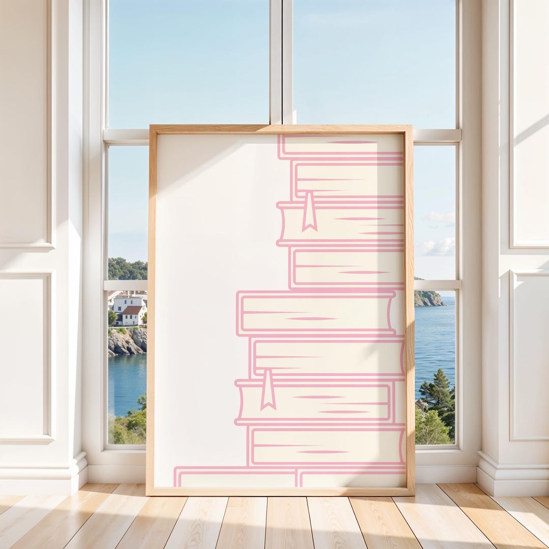 Pink Books Reading Poster | Bookclub Booktok Library Wall Art or Gift ...