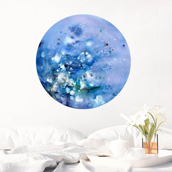 Super blau | Blauer Mond Wandaufkleber Celestial Art Baby Junge Schlafzimmer Dekor Selbstklebende Kunst Mond Wand Kunst Mond Print Lunar Art CreativeIngrid