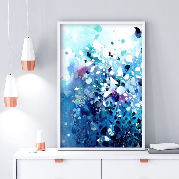 Water and Earth | Abstract Blue Watercolor Painting Art Print Blue Home Decor Ideas Sea House Decor Classic Blue Pantone 2020 CreativeIngrid