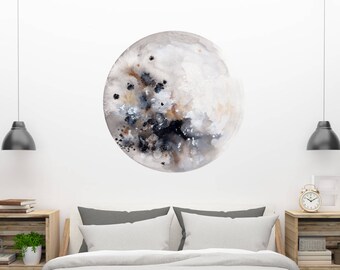 Moon Wall Decal, Silver Moon | Removable Wall Sticker Moon Decal Nursery Bedroom Decor Large Moon Wall Decal Moon Print Peel and Stick Decal