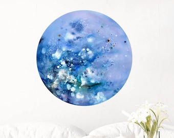 Super Blue | Blue Moon Wall Decal Celestial Art Baby Boy Bedroom Decor Self-Adhesive Art Moon Wall Art Moon Print Lunar Art CreativeIngrid