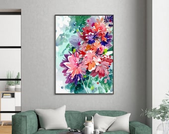 Super Bloom | Spring Decor Modern Floral Art Print by CreativeIngrid | Flower Watercolor Painting | Botanical Wall Decor