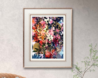 Stampa artistica da sogno farfalla / Pittura ad acquerello moderna Farfalle Mimetiche Foglie Fiori Arte astratta Home Decor di CreativeIngrid