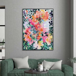 Into the Fall Large Watercolor Flowers and Loose Leaves Art - Etsy