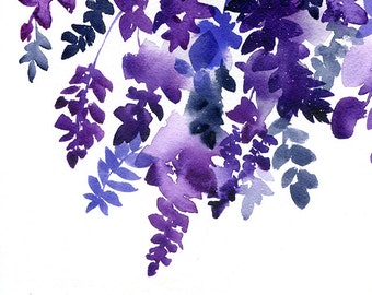Purple Rain Wisteria Art Print. Watercolor Wisteria Painting Print, Purple Wisteria Flower Wall Art Japanese Inspiration Art CreativeIngrid