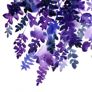 Purple Rain Wisteria Art Print. Watercolor Wisteria Painting Print, Purple Wisteria Flower Wall Art Japanese Inspiration Art CreativeIngrid