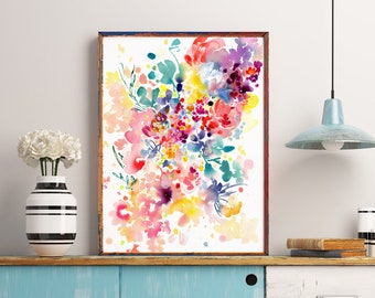 Aura Watercolor Floral Large Art Print | Abstract Painting Colorful Modern Wall Art Housewarming Gift Idea Interior Decor CreativeIngrid