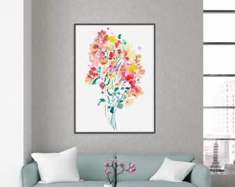 Nectar, Flower Bouquet Print | Watercolor Floral Wall Art Botanical Print Boho Chic Decor Sweet Print Nursery Wall Gift Idea CreativeIngrid