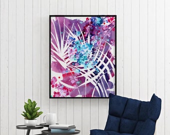 Wild Palm Art Print | Large Abstract Palm Leaf Purple Art Prints House Decor Large Painting Violet Modern Decor Idea Boho Art CreativeIngrid