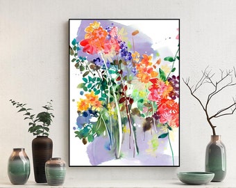 Wildflower, Art Print | Modern Floral Scene Painting Spring Decor Watercolour Flowers Print Housewarming Gift Large Wall Art CreativeIngrid