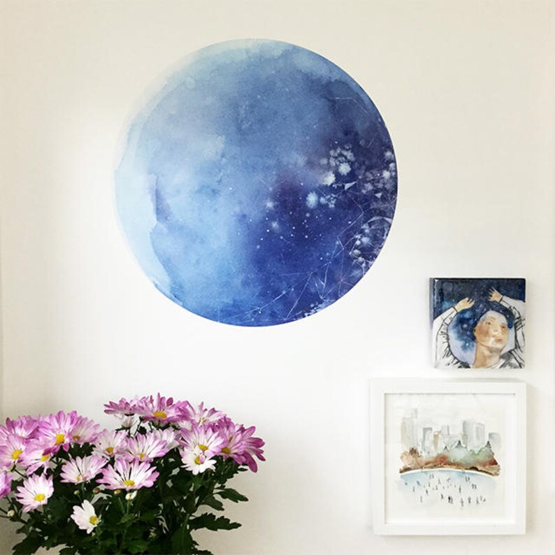 Blue Moon Wall Decal Moon Wall Art Decor. Wall Sticker Etsy