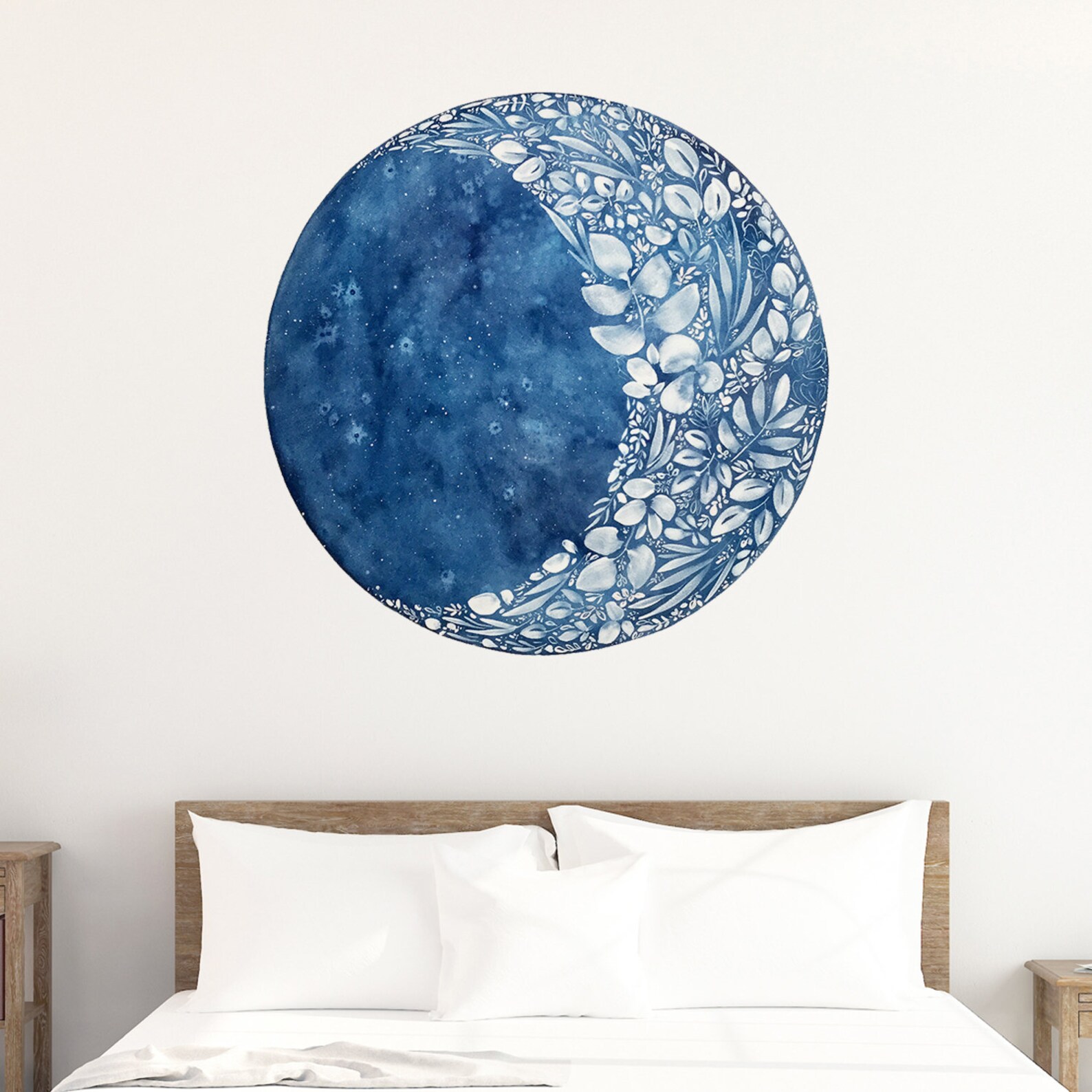 Watercolor Moon Wall Decal. Waxing Moon Decor. Peel and Stick Decal ...