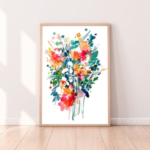 Big Bouquet, Art Print | Bouquet of Flowers Watercolor Flower Art Home Decor Artwork Nature Home Garden Watercolor Prints by CreativeIngrid