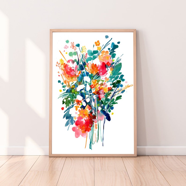 Big Bouquet Art Print Bouquet of Flowers Watercolor Flower Art Home Decor Artwork Nature Home Garden Watercolor Prints by CreativeIngrid