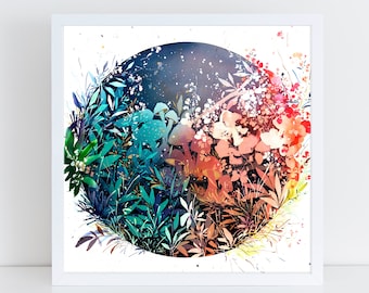 Mushroom Forest Art Print: Whimsical Fungi, Night to Day Decor