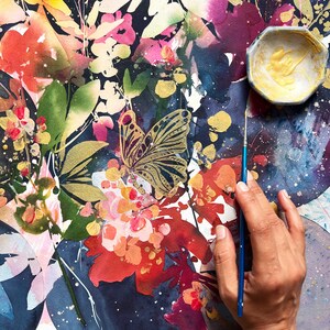 Butterfly Dream Art Print Modern Watercolor Painting Butterflies Camouflaging Leaves Flowers Abstract Home Decor Art by CreativeIngrid image 6