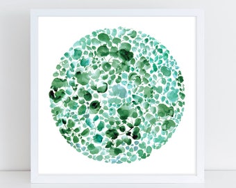 Green Botanical Circle | Modern Botanical Art Print Green Home Decor Watercolor Leaves Wall Art Prints Minimalist Art by CreativeIngrid