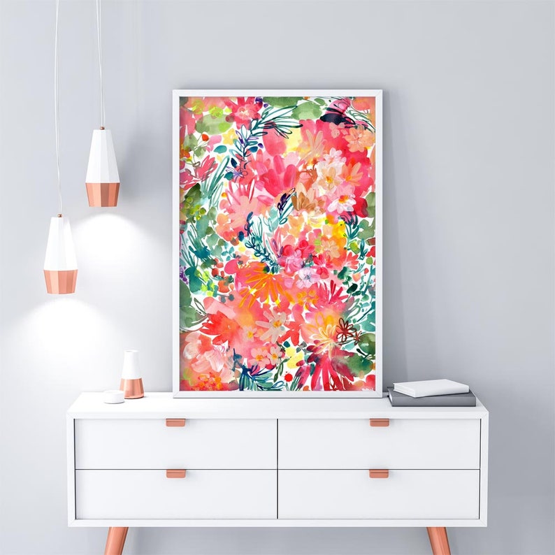 Endless Garden Colourful Wall Art Print Watercolor Floral Decor Boho Botanical Painting Living Room Decor Gift for Her CreativeIngrid image 2