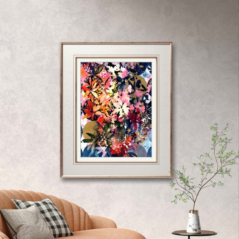 Butterfly Dream Art Print Modern Watercolor Painting Butterflies Camouflaging Leaves Flowers Abstract Home Decor Art by CreativeIngrid image 1