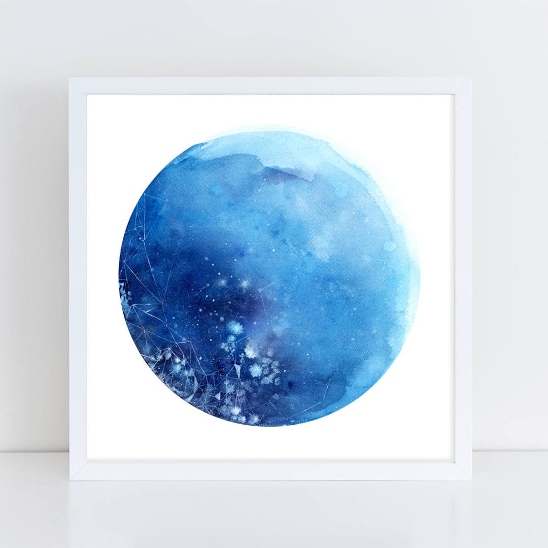 Blue Moon, Wall Art Full Moon. Moon Poster. Moon Print. Full Moon