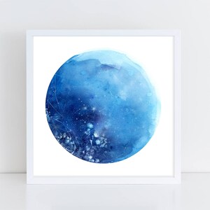 Luna Azul, Arte de Pared / Luna Llena. Póster de la Luna. Impresión de luna. Impresiones de luna llena. Regalo para ella. Starry Sky Art Print. Cartel lunar. CreativeIngrid