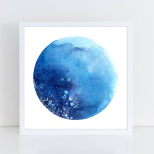 Blue Moon, Wall Art Full Moon. Moon Poster. Moon Print. Full Moon Prints. Gift for her. Starry Sky Art Print. Lunar Poster. CreativeIngrid image 1