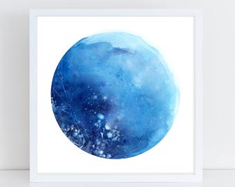 Blue Moon, Wall Art | Full Moon. Moon Poster. Moon Print. Full Moon Prints. Gift for her. Starry Sky Art Print. Lunar Poster. CreativeIngrid