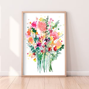 Caramel, Bouquet of Wildflowers | Modern Watercolor Print Floral Home Decor Flower Painting Nature Prints CreativeIngrid