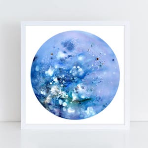 Super Blue Moon Print. Blue Supermoon Watercolor. Lunar Wall Art. Bedroom Decor. Celestial Watercolor. Galaxy Art. Wolf Moon. CreativeIngrid