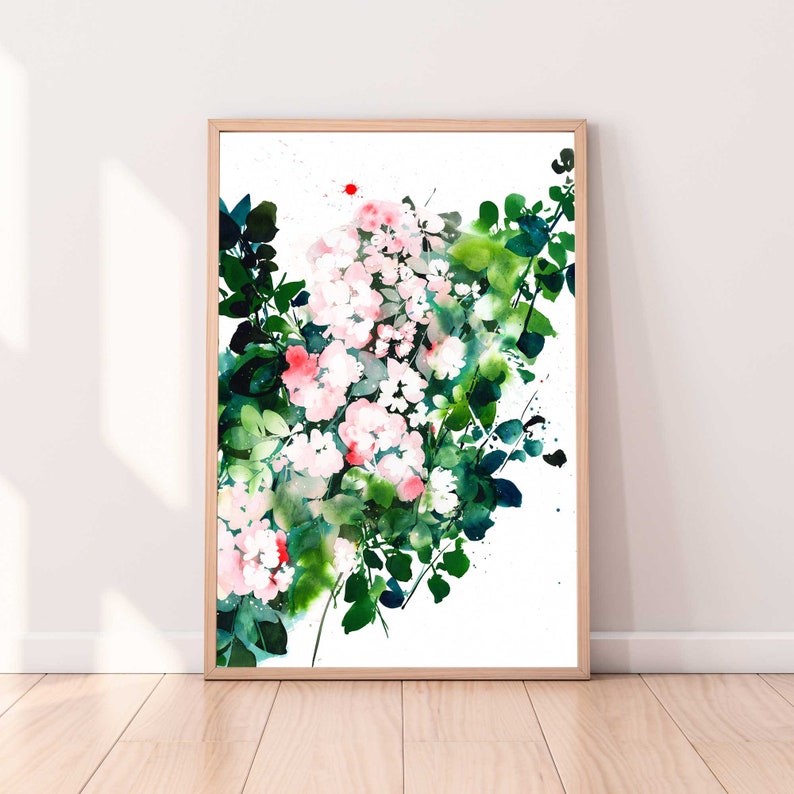 Rose Garden Art Print Red Roses Wall Art Soft Pink Green Etsy UK