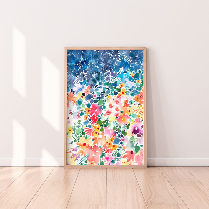 Floral Stardust Art Print Celestial Landscape of Flowers Nursery Art Gift Idea Watercolor Painting Wall Art by CreativeIngrid image 9