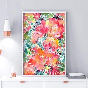 Endless Garden Colourful Wall Art Print Watercolor Floral Decor Boho Botanical Painting Living Room Decor Gift for Her CreativeIngrid image 1