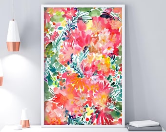 Endless Garden | Colourful Wall Art Print Watercolor Floral Decor Boho Botanical Painting Living Room Decor Gift for Her CreativeIngrid
