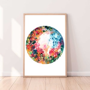 Harvest Moon Art Print | Leaves Flowers Circle Wall Art Fall Colors September Mystic Moon Decor Autumn Botanical Wall Art by CreativeIngrid