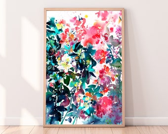 First and Last Blooms Art Print | Modern Floral Watercolor Wall Art Abstract Botanical Painting by CreativeIngrid Home Decor Art for Her