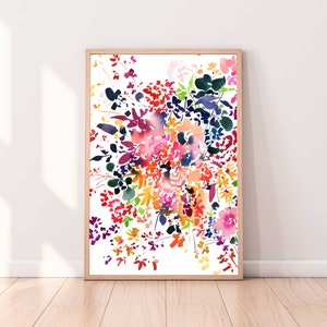 Floral Rainbow Art Print | Colorful Watercolor Flowers Wall Art, Rainbow Flower Print, Modern Home Decor by CreativeIngrid, LGBT Gifts Idea